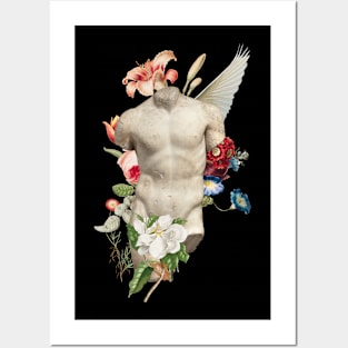 Popular Floral and Sculpture Art Collage, Nude Body Posters and Art